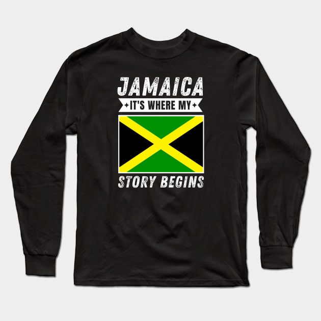 Jamaica It's Where My Story Begins Long Sleeve T-Shirt by footballomatic